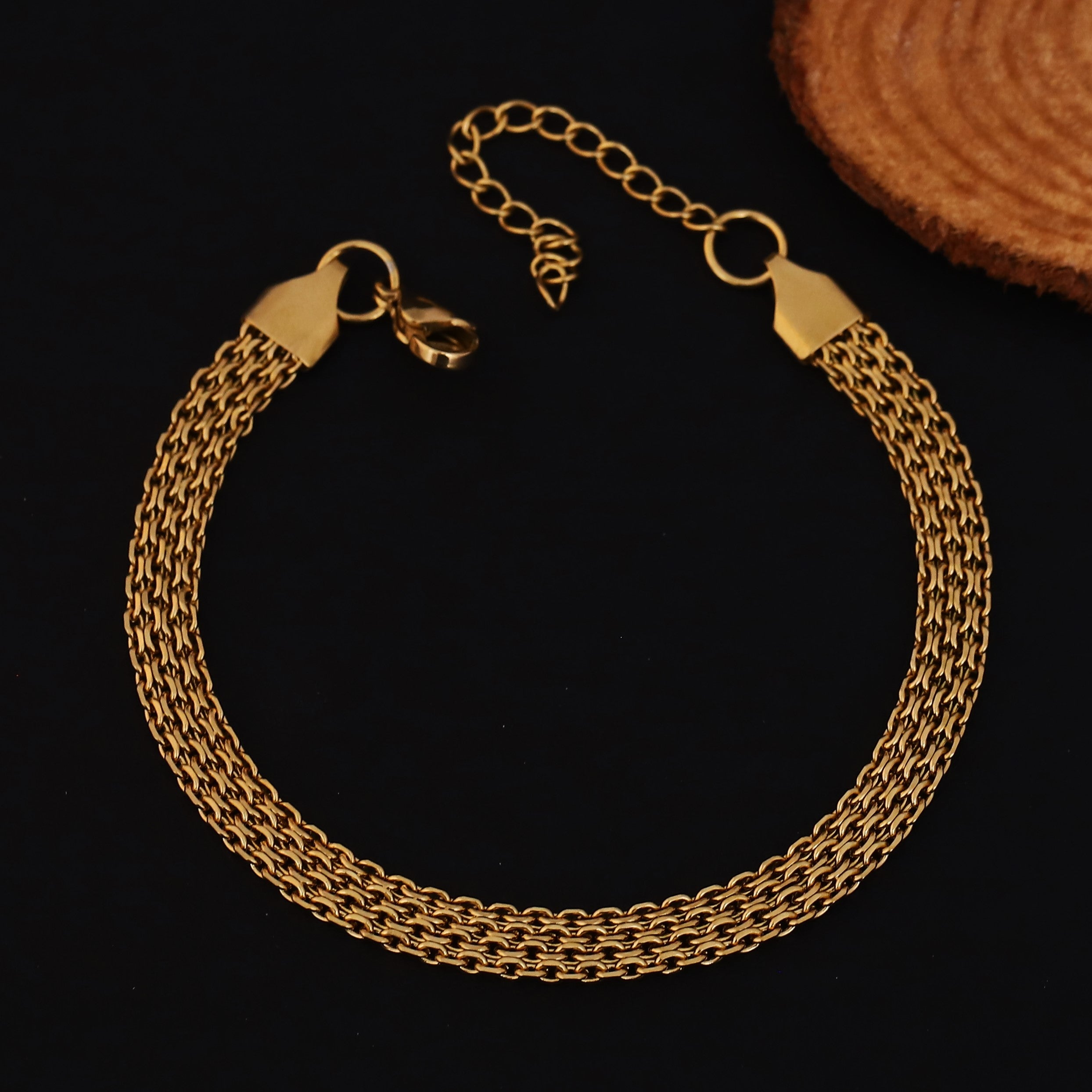 Honey Comb Chain Bracelet Gold Plated – Single Layer, Anti-Tarnish, Waterproof (GOLD)