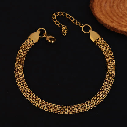Honey Comb Chain Bracelet Gold Plated – Single Layer, Anti-Tarnish, Waterproof (GOLD)