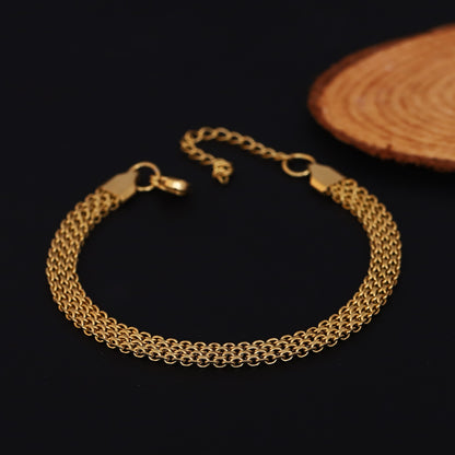 Honey Comb Chain Bracelet Gold Plated – Single Layer, Anti-Tarnish, Waterproof (GOLD)