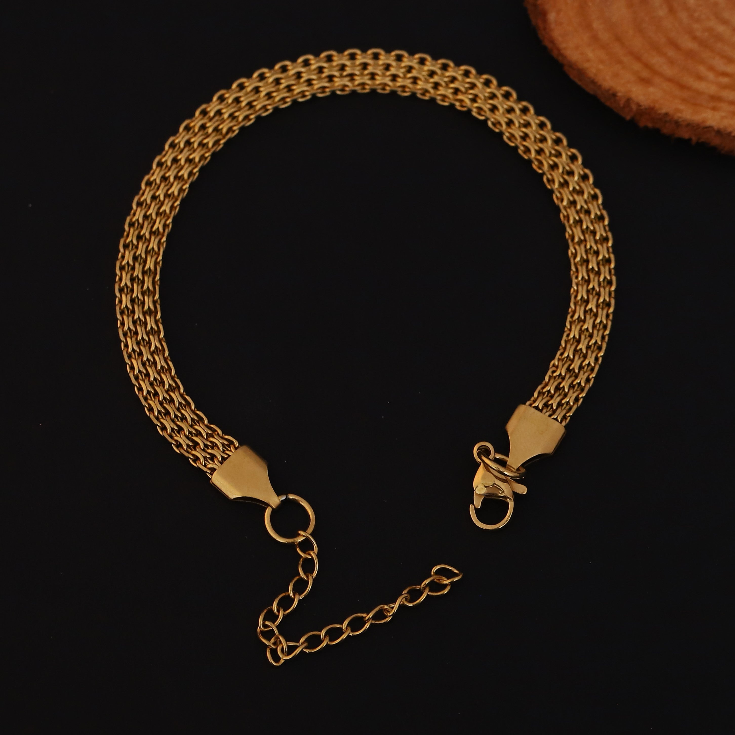 Honey Comb Chain Bracelet Gold Plated – Single Layer, Anti-Tarnish, Waterproof (GOLD)