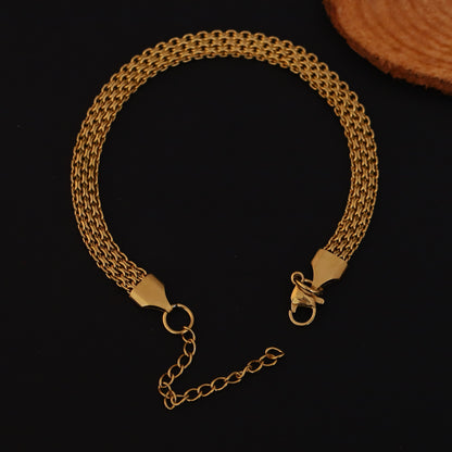 Honey Comb Chain Bracelet Gold Plated – Single Layer, Anti-Tarnish, Waterproof (GOLD)