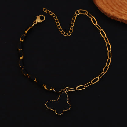 Butterfly Charms Chain Bracelet Gold Plated – Single Layer, Anti-Tarnish, Waterproof (GOLD)