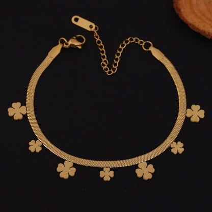 Flower Snack Chain Bracelet Gold Plated – Single Layer, Anti-Tarnish, Waterproof, Minimalist Style (GOLD)