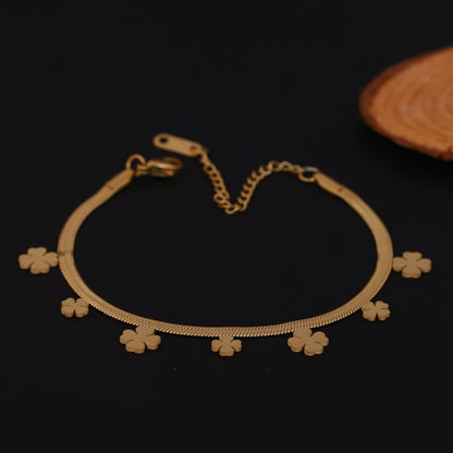 Flower Snack Chain Bracelet Gold Plated – Single Layer, Anti-Tarnish, Waterproof, Minimalist Style (GOLD)