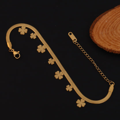 Flower Snack Chain Bracelet Gold Plated – Single Layer, Anti-Tarnish, Waterproof, Minimalist Style (GOLD)
