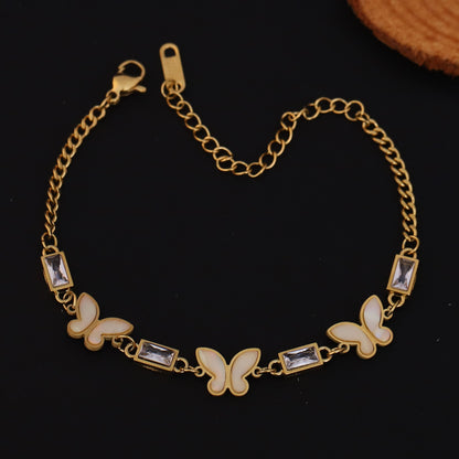 Butterfly Charms Chain Bracelet Gold Plated – Single Layer, Anti-Tarnish, Waterproof (GOLD)