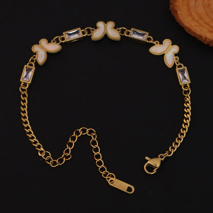 Butterfly Charms Chain Bracelet Gold Plated – Single Layer, Anti-Tarnish, Waterproof (GOLD)