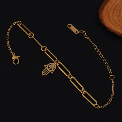 Hamza Chain Bracelet Gold Plated – Single Layer, Anti-Tarnish, Waterproof(GOLD)