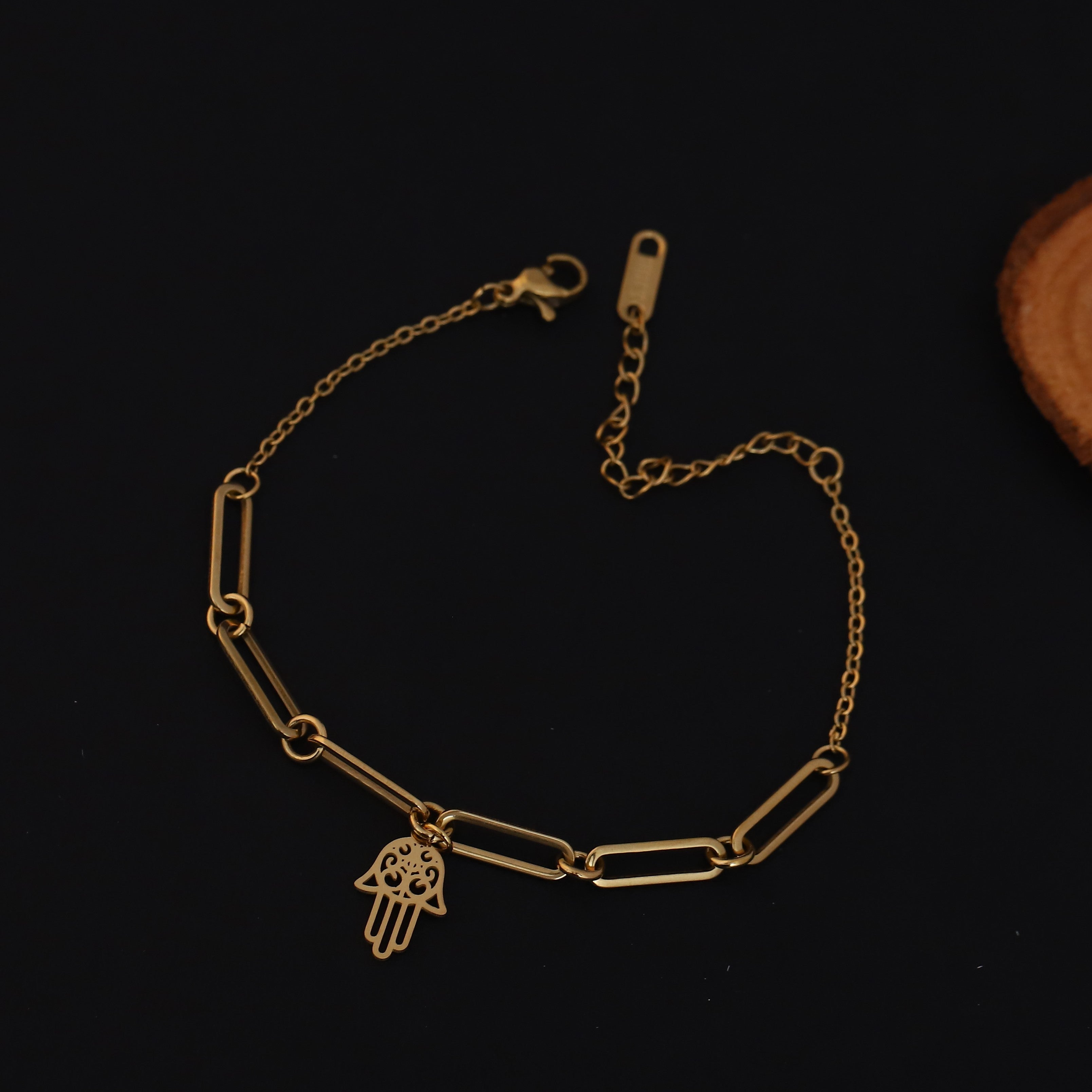 Hamza Chain Bracelet Gold Plated – Single Layer, Anti-Tarnish, Waterproof(GOLD)