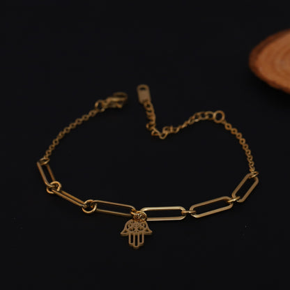 Hamza Chain Bracelet Gold Plated – Single Layer, Anti-Tarnish, Waterproof(GOLD)