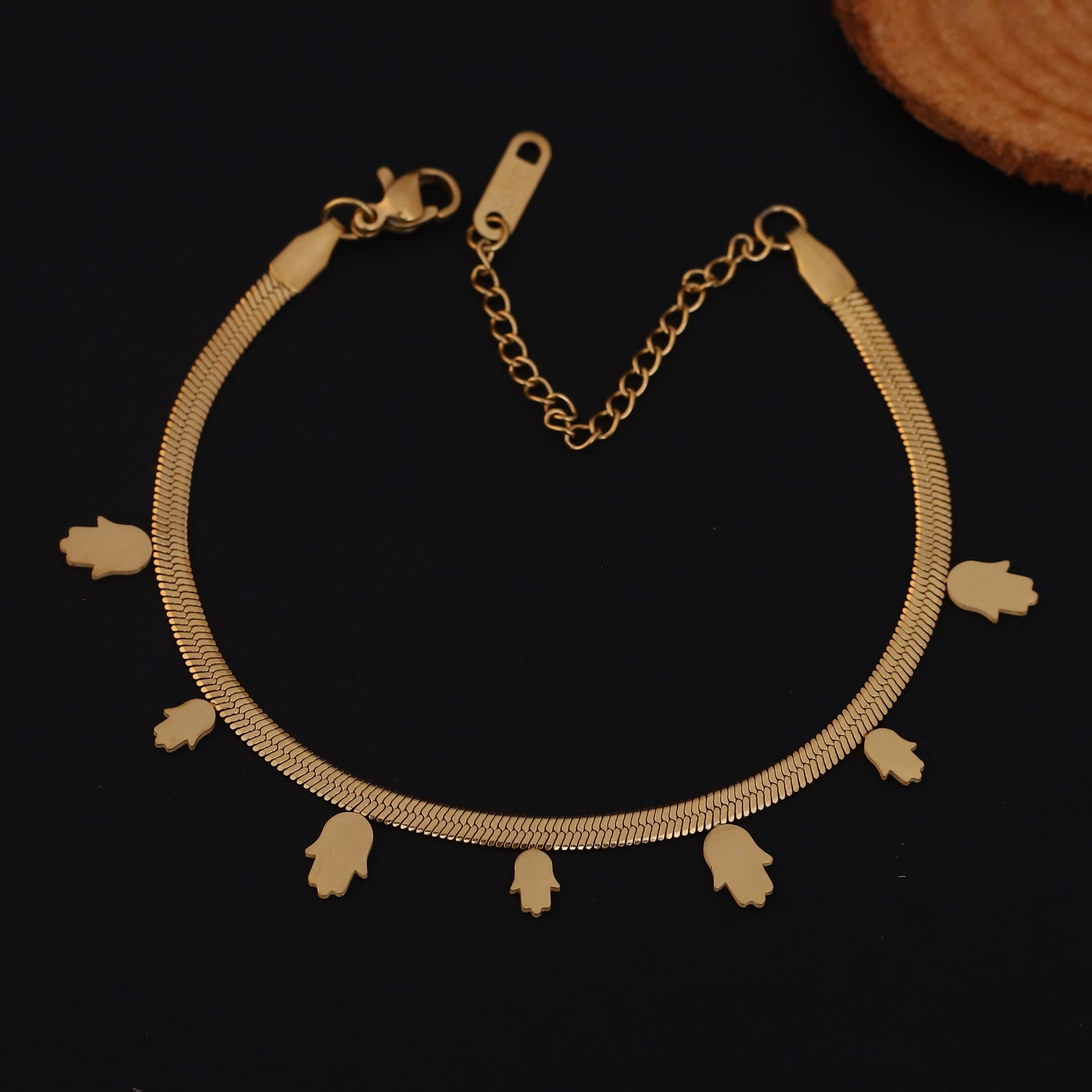 Hamza Snake Chain Bracelet Gold Plated – Single Layer, Anti-Tarnish, Waterproof, Minimalist Style (GOLD)