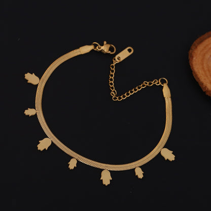 Hamza Snake Chain Bracelet Gold Plated – Single Layer, Anti-Tarnish, Waterproof, Minimalist Style (GOLD)