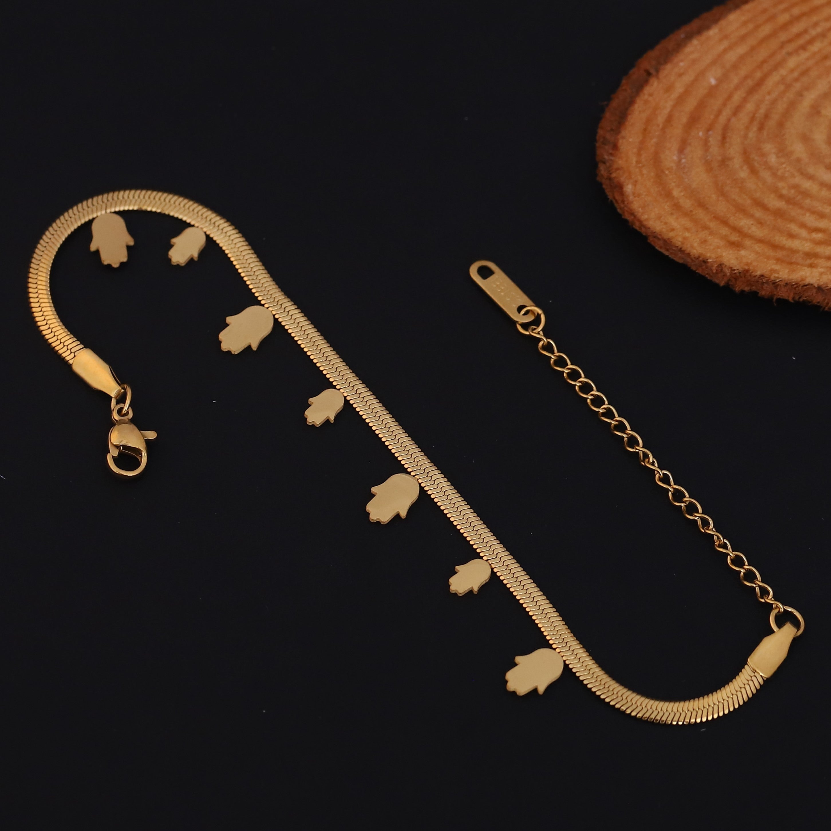 Hamza Snake Chain Bracelet Gold Plated – Single Layer, Anti-Tarnish, Waterproof, Minimalist Style (GOLD)