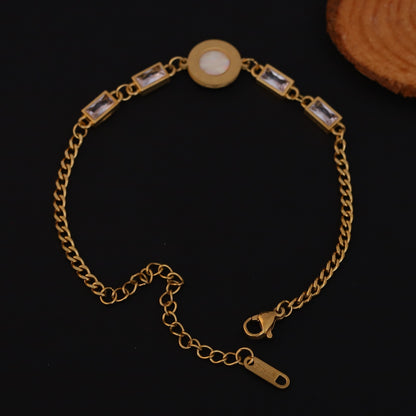 Circle Charms Chain Bracelet Gold Plated – Single Layer, Anti-Tarnish, Waterproof (GOLD)