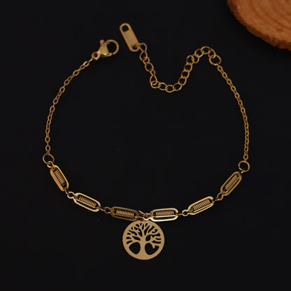 Life Tree Chain Bracelet Gold Plated – Single Layer, Anti-Tarnish, Waterproof(GOLD)