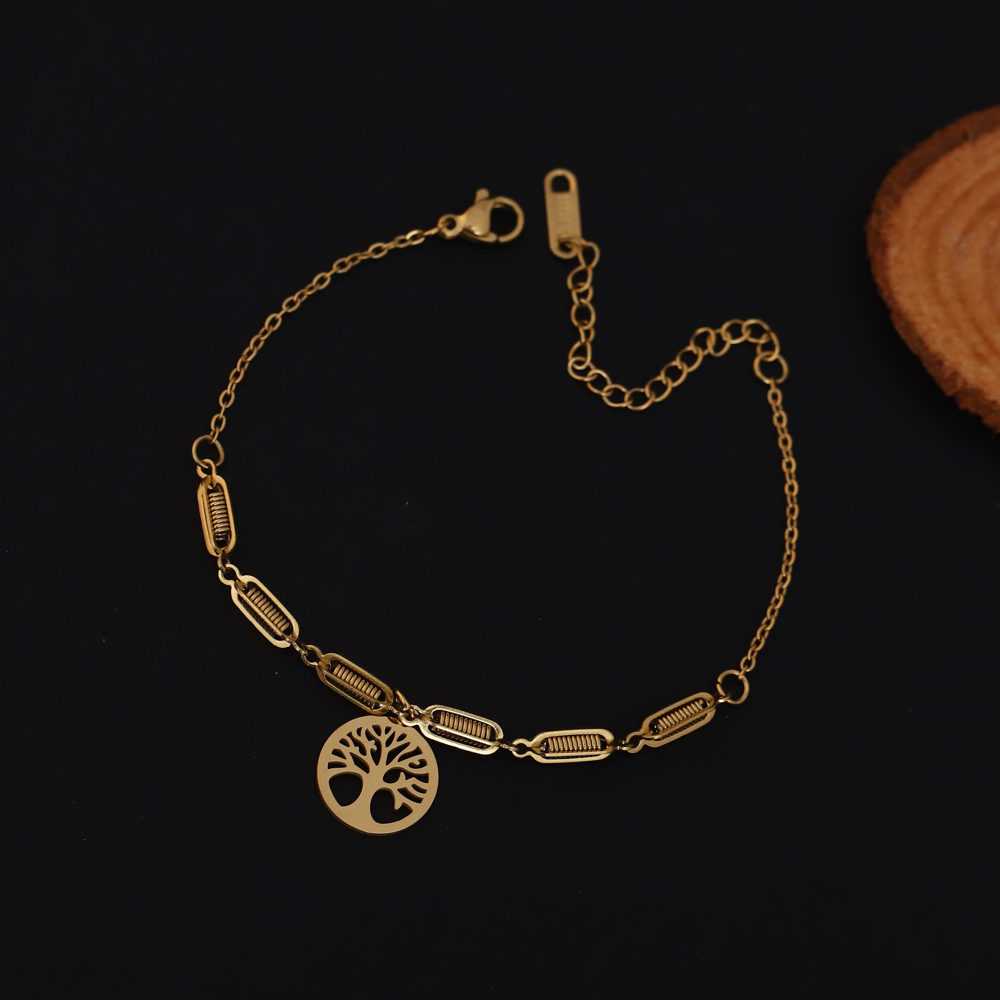 Life Tree Chain Bracelet Gold Plated – Single Layer, Anti-Tarnish, Waterproof(GOLD)