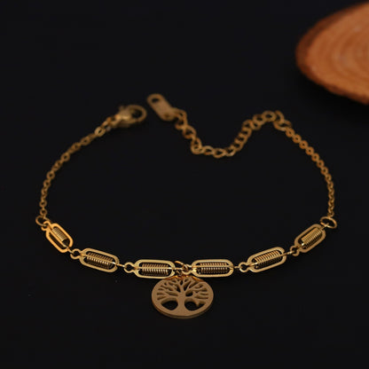 Life Tree Chain Bracelet Gold Plated – Single Layer, Anti-Tarnish, Waterproof(GOLD)
