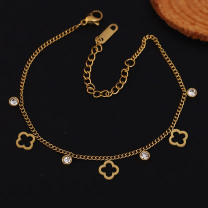 Flower Chain Bracelet Gold Plated – Single Layer, Anti-Tarnish, Waterproof, Minimalist Style (GOLD)