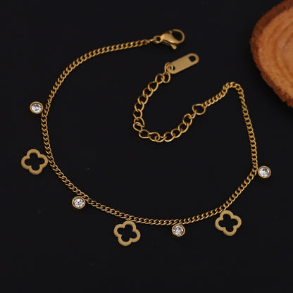 Flower Chain Bracelet Gold Plated – Single Layer, Anti-Tarnish, Waterproof, Minimalist Style (GOLD)