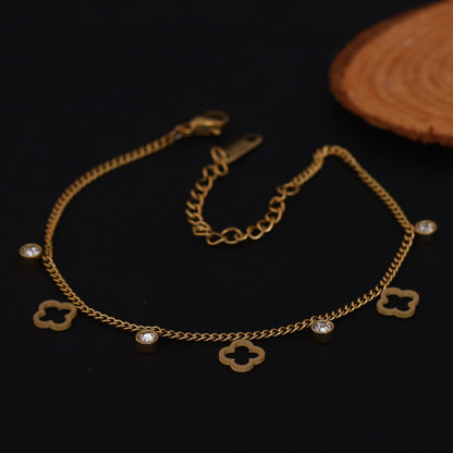 Flower Chain Bracelet Gold Plated – Single Layer, Anti-Tarnish, Waterproof, Minimalist Style (GOLD)