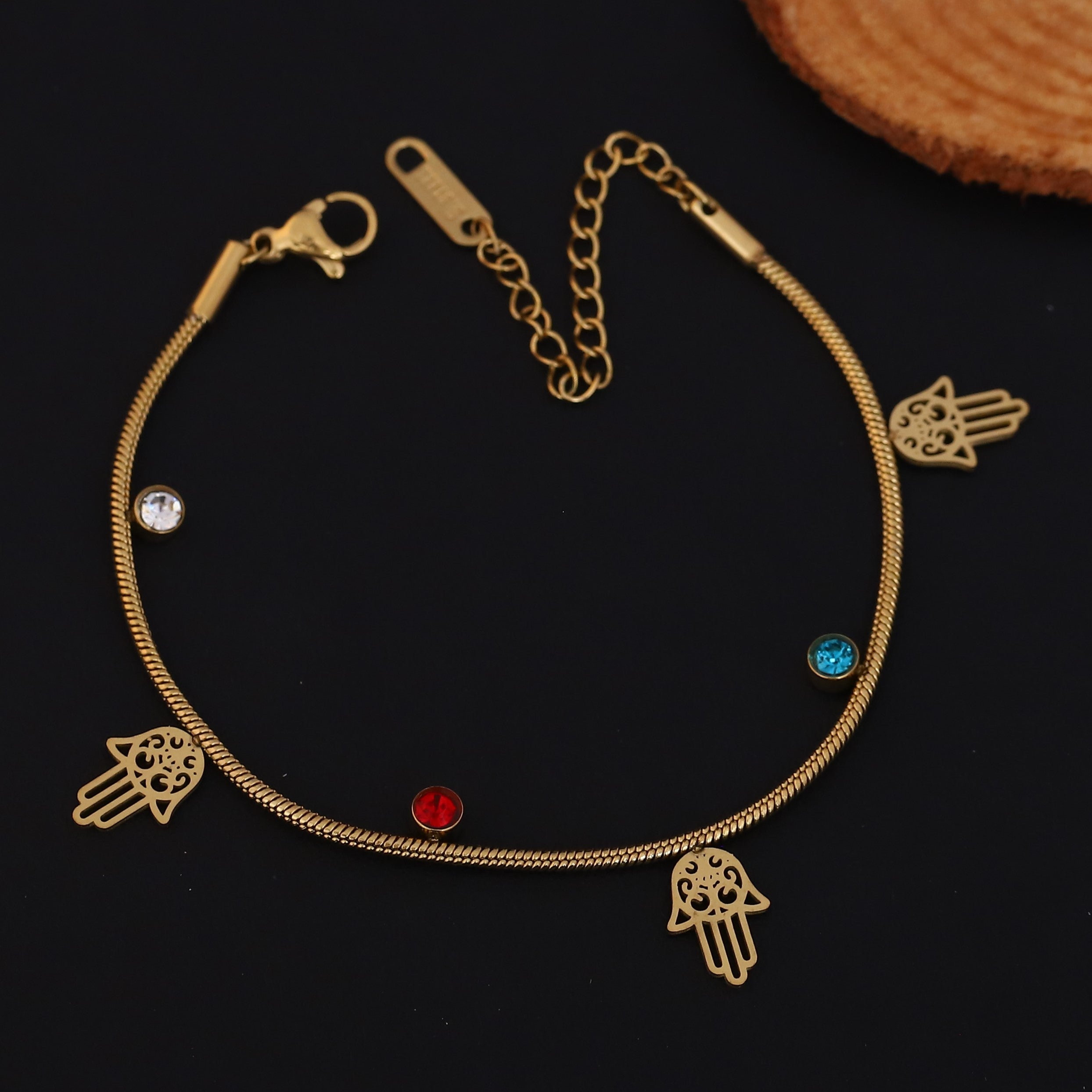 Hamza Charms Chain Bracelet Gold Plated – Single Layer, Anti-Tarnish, Waterproof, Minimalist Style (GOLD)