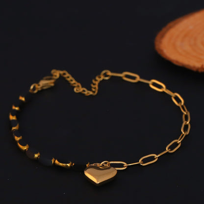 Heart Charms Chain Bracelet Gold Plated – Single Layer, Anti-Tarnish, Waterproof (GOLD)