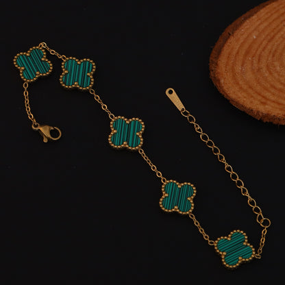 Flower Charm Multicolor Chain Bracelet Gold Plated – Single Layer, Anti-Tarnish, Waterproof, Minimalist Style (GOLD)