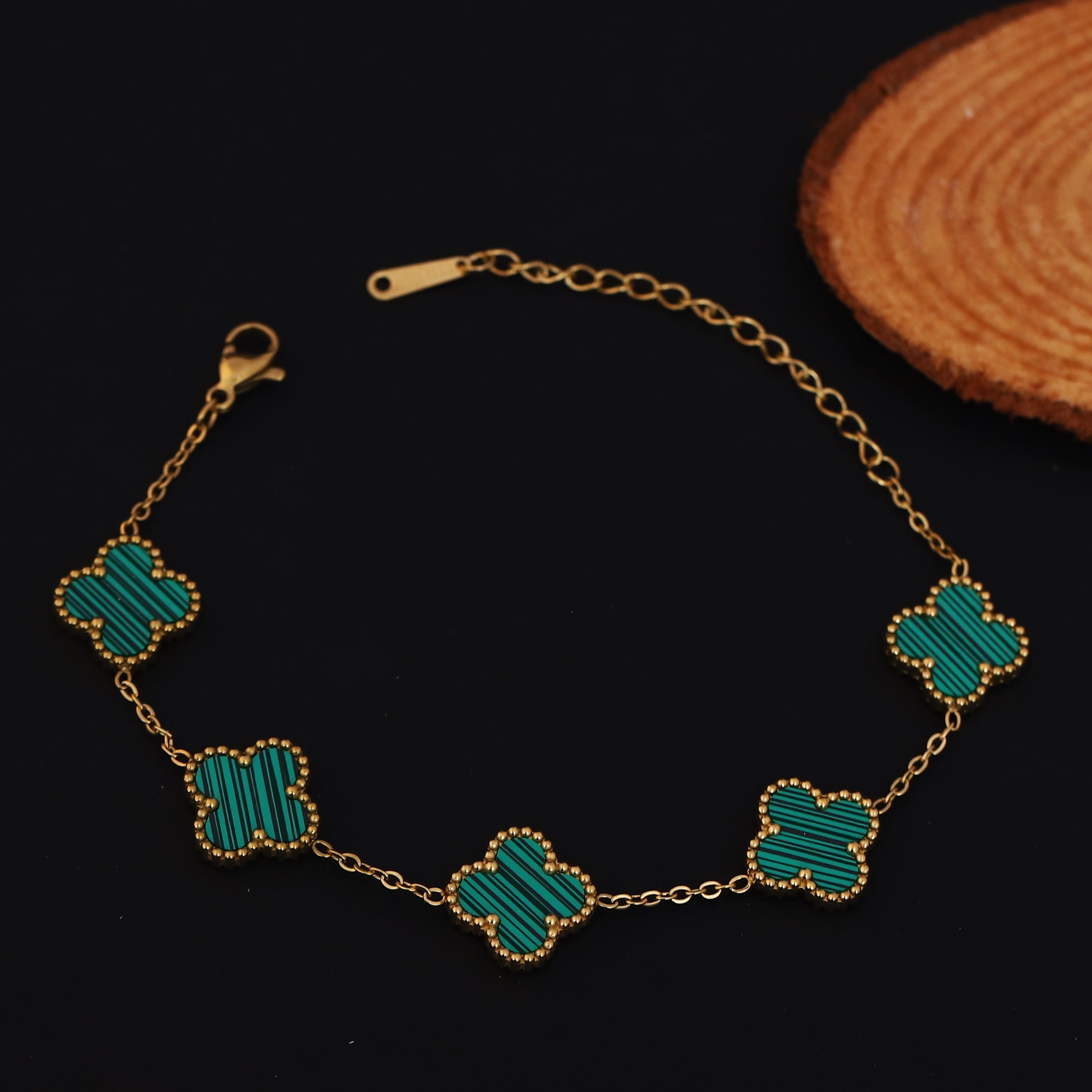 Flower Charm Multicolor Chain Bracelet Gold Plated – Single Layer, Anti-Tarnish, Waterproof, Minimalist Style (GOLD)