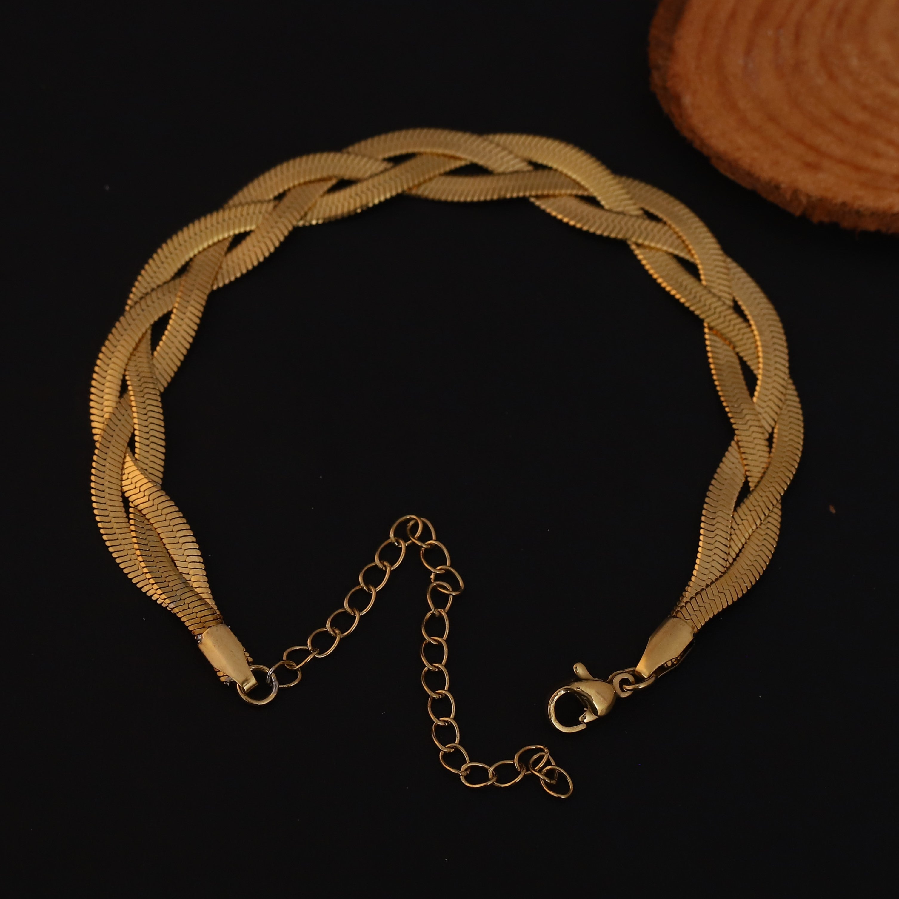 Snack Chain Bracelet Gold Plated – Double Layer, Anti-Tarnish, Waterproof, Minimalist Style (GOLD)