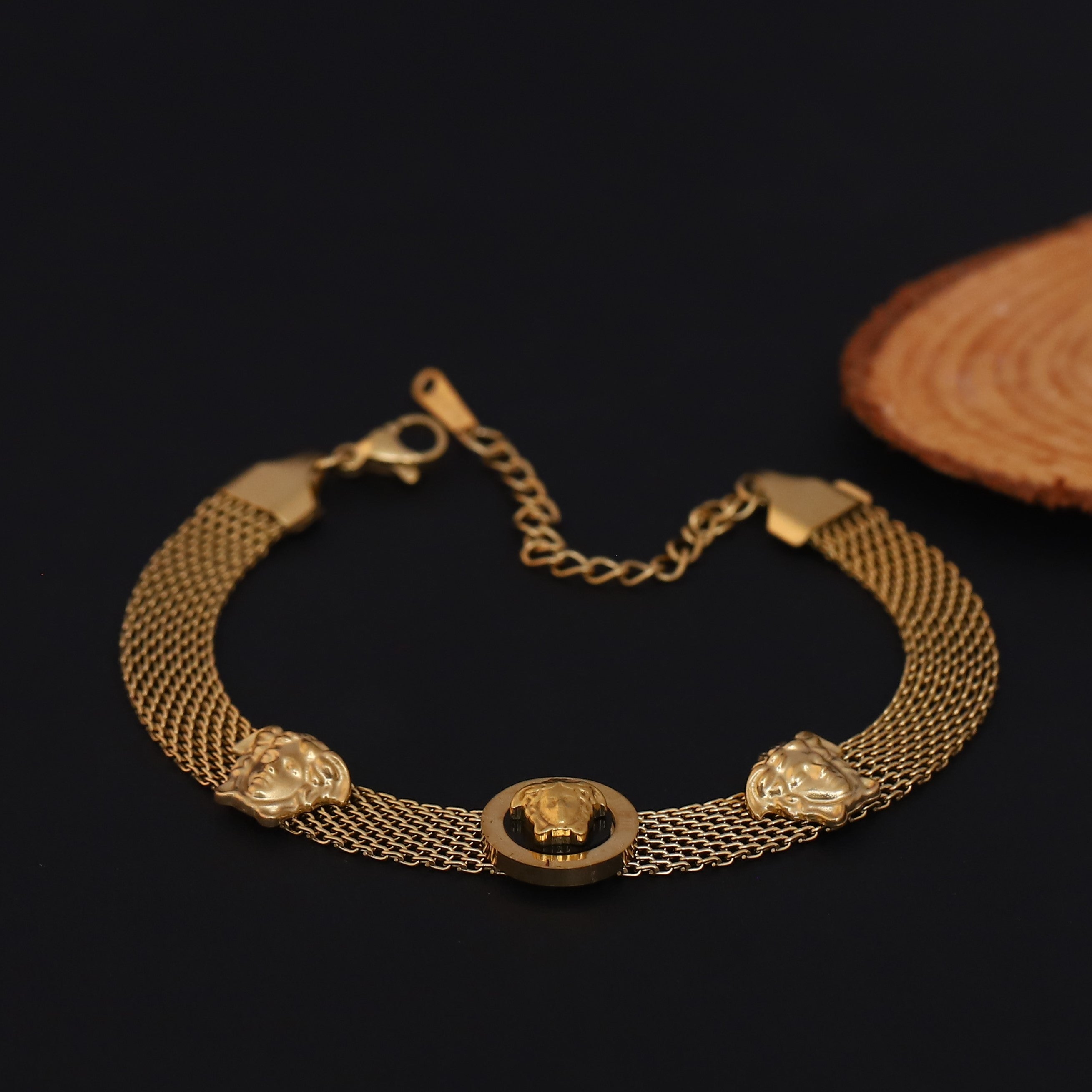 Honey Comb Chain Bracelet Gold Plated – Single Layer, Anti-Tarnish, Waterproof (GOLD)