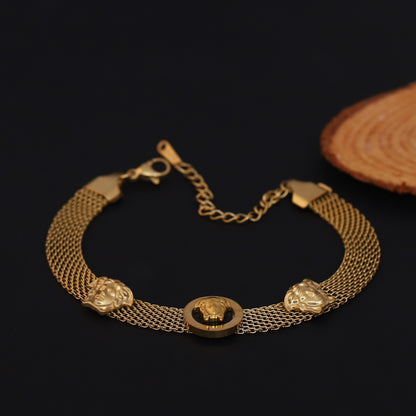 Honey Comb Chain Bracelet Gold Plated – Single Layer, Anti-Tarnish, Waterproof (GOLD)