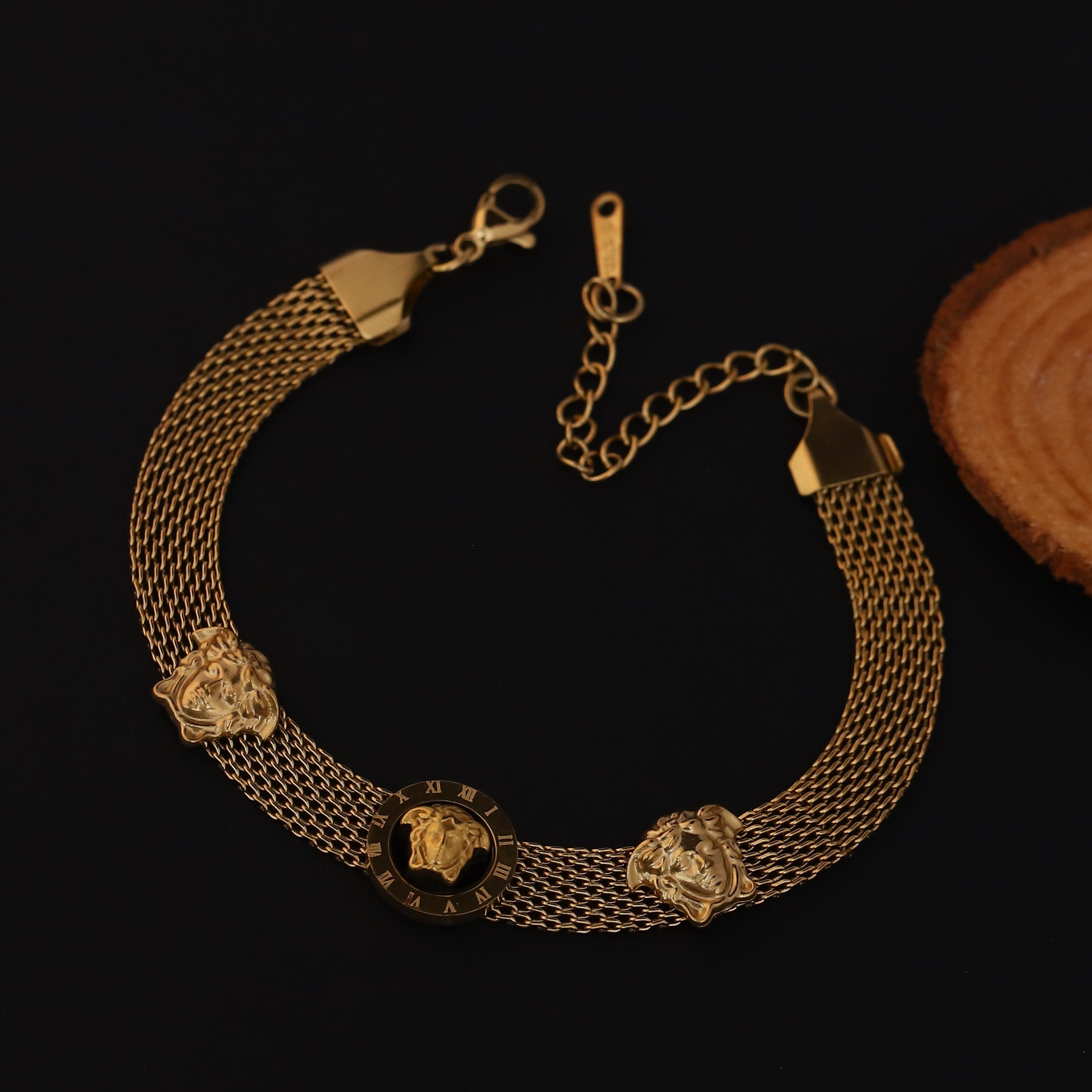 Honey Comb Chain Bracelet Gold Plated – Single Layer, Anti-Tarnish, Waterproof (GOLD)