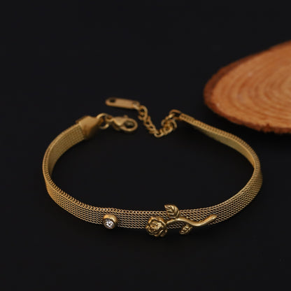 Honey Comb Chain Bracelet Gold Plated – Single Layer, Anti-Tarnish, Waterproof (GOLD)