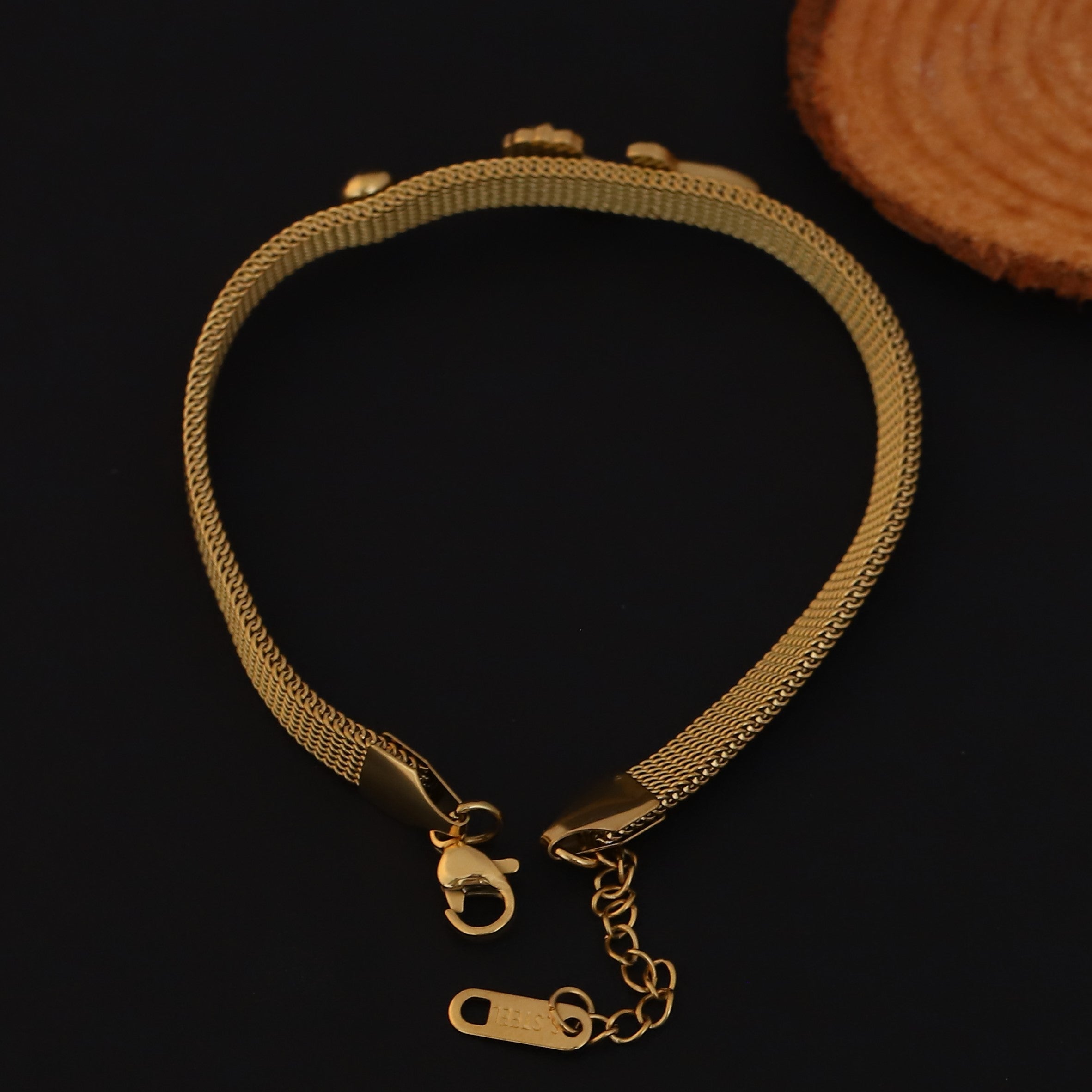 Honey Comb Chain Bracelet Gold Plated – Single Layer, Anti-Tarnish, Waterproof (GOLD)