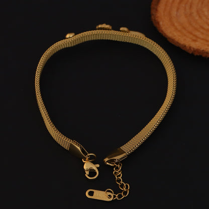 Honey Comb Chain Bracelet Gold Plated – Single Layer, Anti-Tarnish, Waterproof (GOLD)
