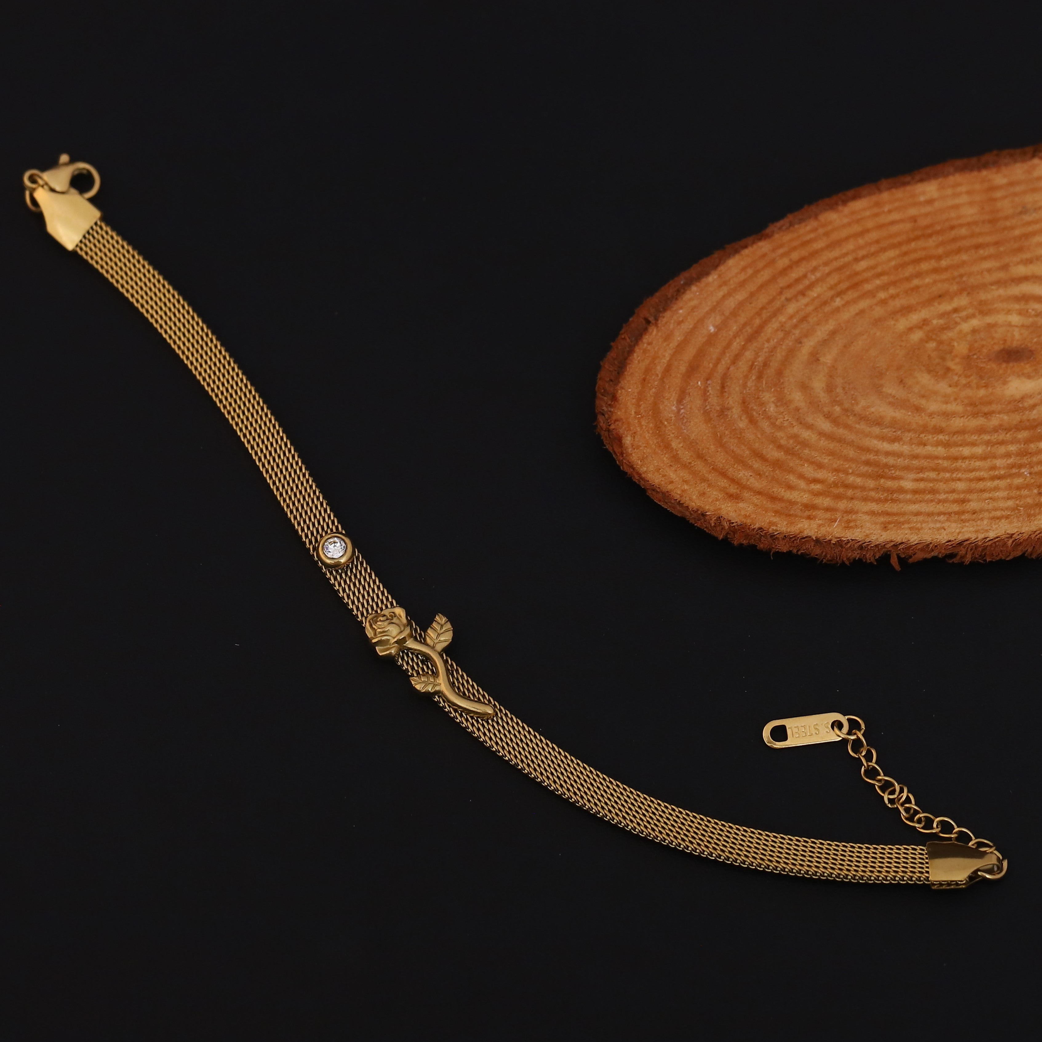 Honey Comb Chain Bracelet Gold Plated – Single Layer, Anti-Tarnish, Waterproof (GOLD)