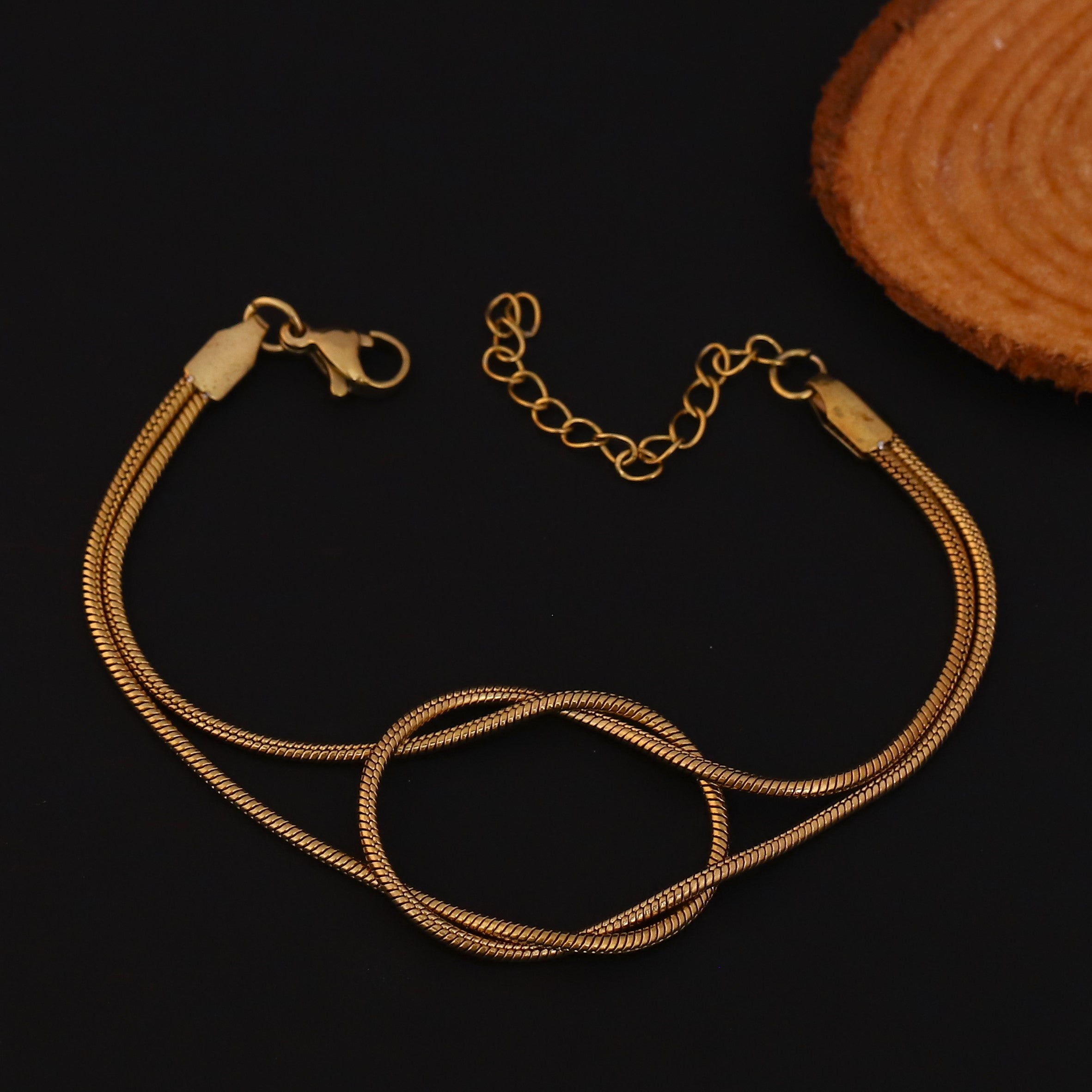 Twisted Chain Bracelet Gold Plated – Single Layer, Anti-Tarnish, Waterproof (GOLD)