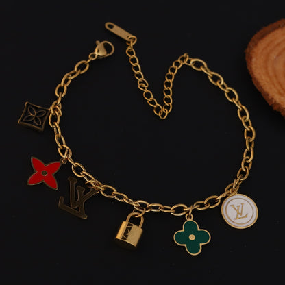 Charms Chain Bracelet Gold Plated – Single Layer, Anti-Tarnish, Waterproof, Minimalist Style (GOLD)