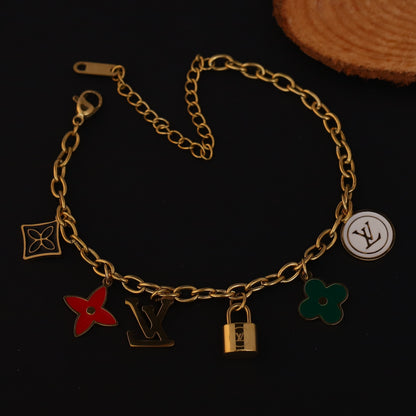Charms Chain Bracelet Gold Plated – Single Layer, Anti-Tarnish, Waterproof, Minimalist Style (GOLD)