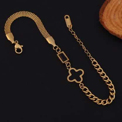Flower Chain Bracelet Gold Plated – Single Layer, Anti-Tarnish, Waterproof, Minimalist Style (GOLD)