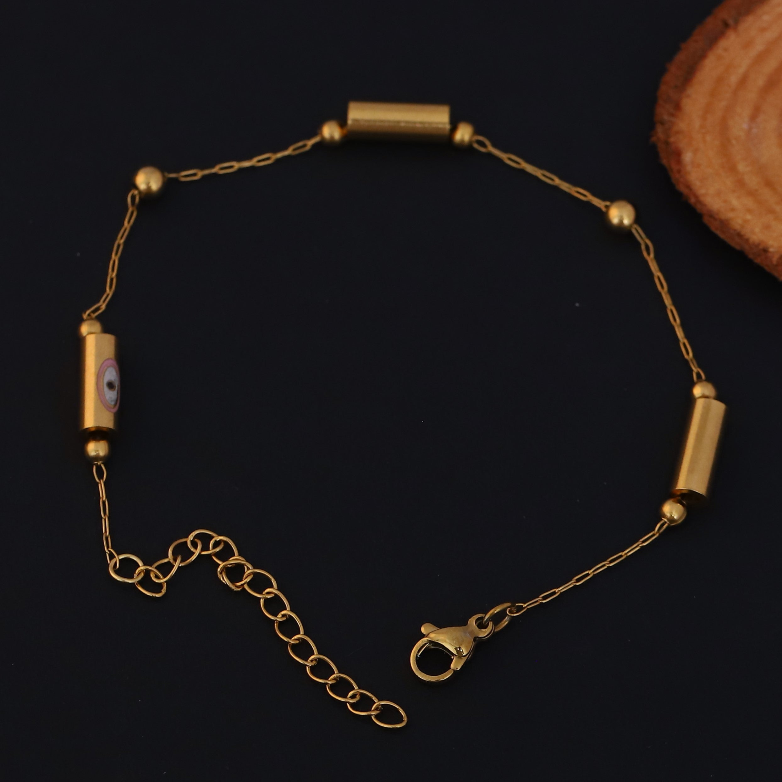 Evil Eye Chain Bracelet Gold Plated – Single Layer, Anti-Tarnish, Waterproof, Minimalist Style (GOLD)