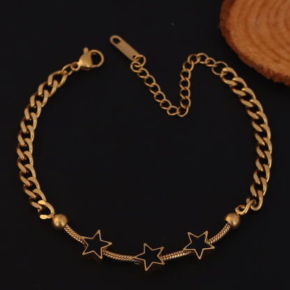 Star Chain Bracelet Gold Plated – Single Layer, Anti-Tarnish, Waterproof(GOLD)