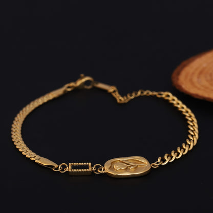 Rose Black Stone Chain Bracelet Gold Plated – Single Layer, Anti-Tarnish, Waterproof (GOLD)