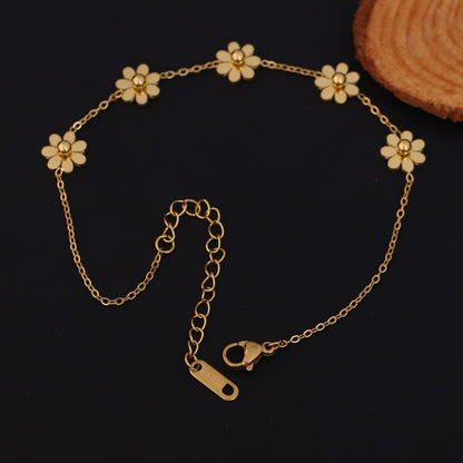 Flower Chain Bracelet Gold Plated – Single Layer, Anti-Tarnish, Waterproof, Minimalist Style (GOLD)