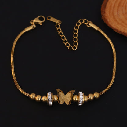 Butterfly Charms Chain Bracelet Gold Plated – Single Layer, Anti-Tarnish, Waterproof, Minimalist Style (GOLD)