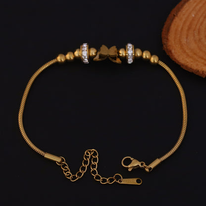 Butterfly Charms Chain Bracelet Gold Plated – Single Layer, Anti-Tarnish, Waterproof, Minimalist Style (GOLD)