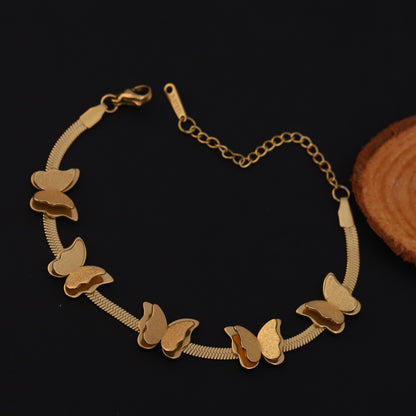 Butterfly Charms Chain Bracelet Gold Plated – Single Layer, Anti-Tarnish, Waterproof (GOLD) (Copy)