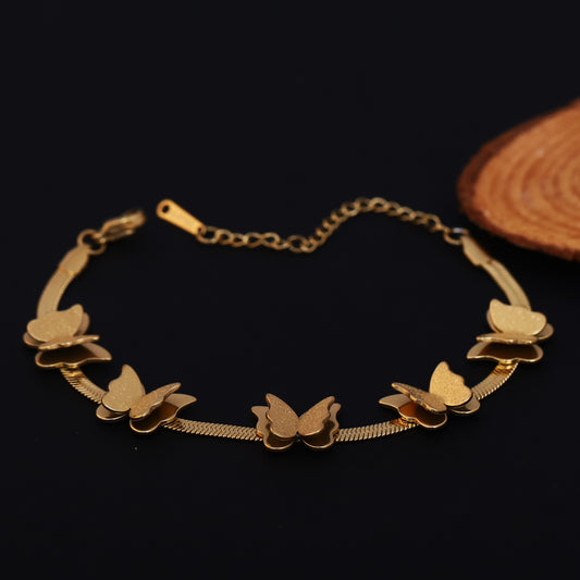 Butterfly Charms Chain Bracelet Gold Plated – Single Layer, Anti-Tarnish, Waterproof (GOLD) (Copy)