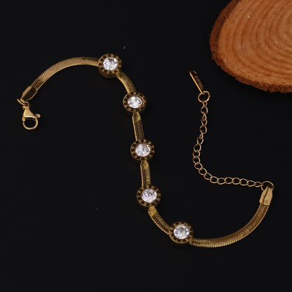 Charms Chain Bracelet Gold Plated – Single Layer, Anti-Tarnish, Waterproof, Minimalist Style (GOLD)