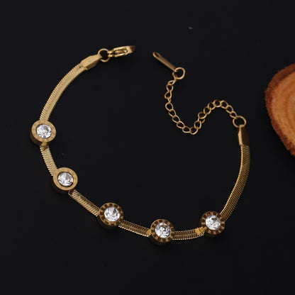 Charms Chain Bracelet Gold Plated – Single Layer, Anti-Tarnish, Waterproof, Minimalist Style (GOLD)